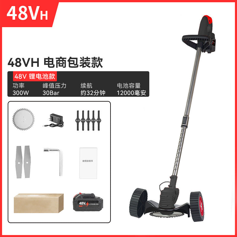 Lithium Battery Lawn Mower Weed Eater Rechargeable Household Grass Trimmer Electric Portable Garden Pruner Cordless