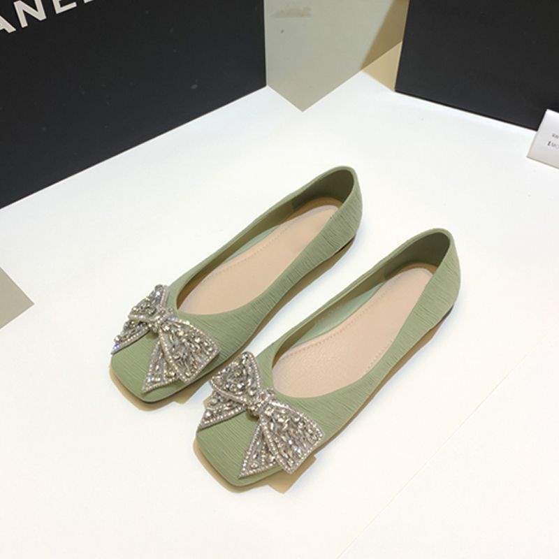 Women's Summer Square Toe Flats2025New Style Loafers Flat Shallow Soft Leather Shoes Internet Celebrity Versatile Gentle Shoes