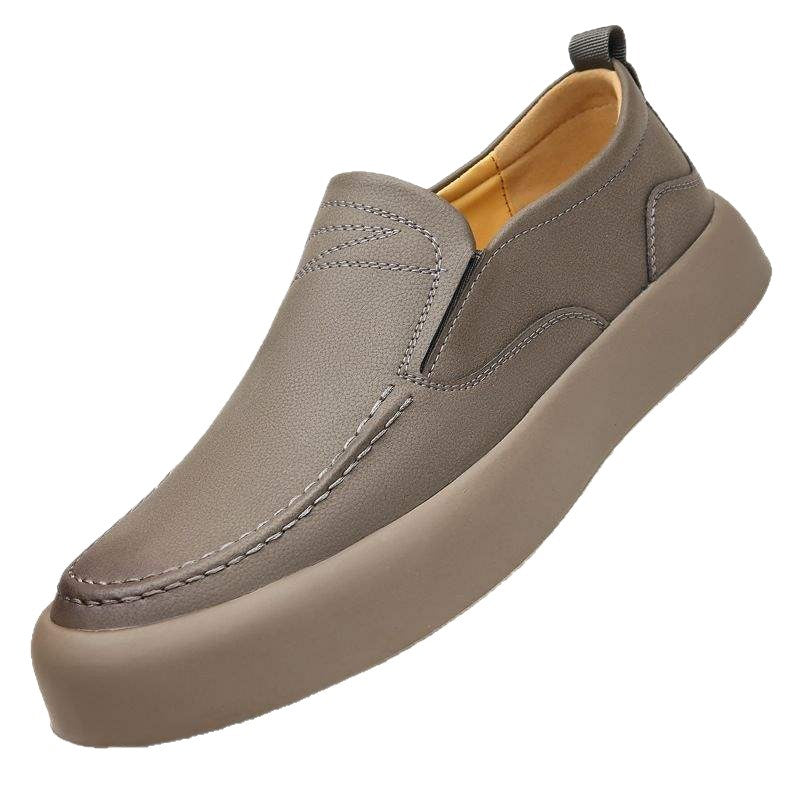 Casual Men's Shoes Business Formal Slip-On Rubber Soft Sole Fashion Hand-Sewn Dirt-Resistant Breathable British Style