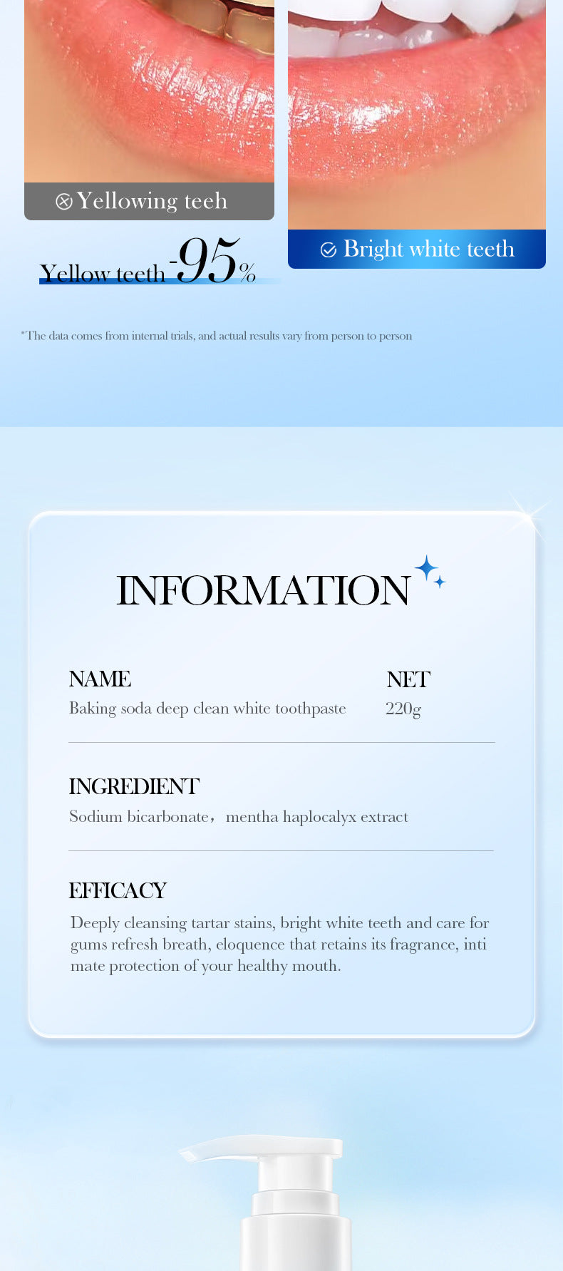 All English Toothpaste220gSADOER Niacinamide Probiotic Cleansing Stain Removal Oral Freshening  Wholesale