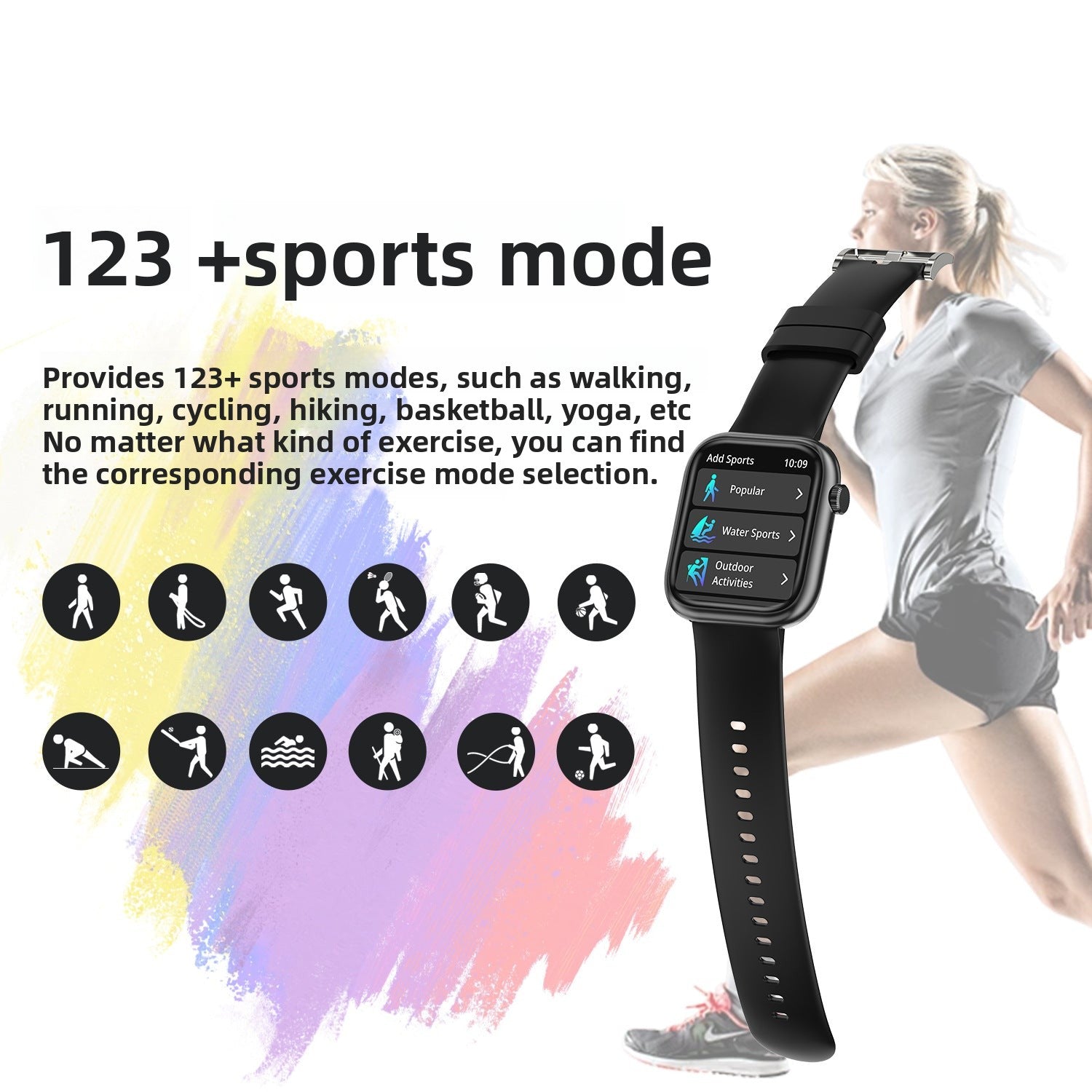 G104Smart Watch1.83inch Bluetooth Call True Heart Rate Pedometer Sleep Stress Monitoring Sports Watch