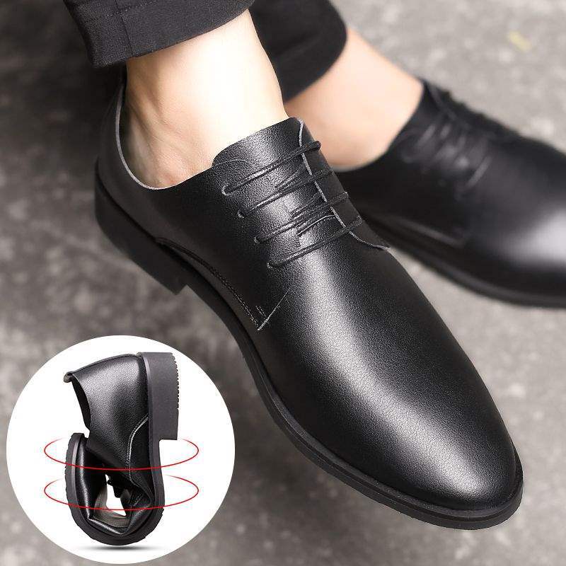 Autumn Winter Men's British Style Casual Leather Shoes Soft Sole Breathable Single Shoes Formal Business Men's Leather Shoes Groom Shoes
