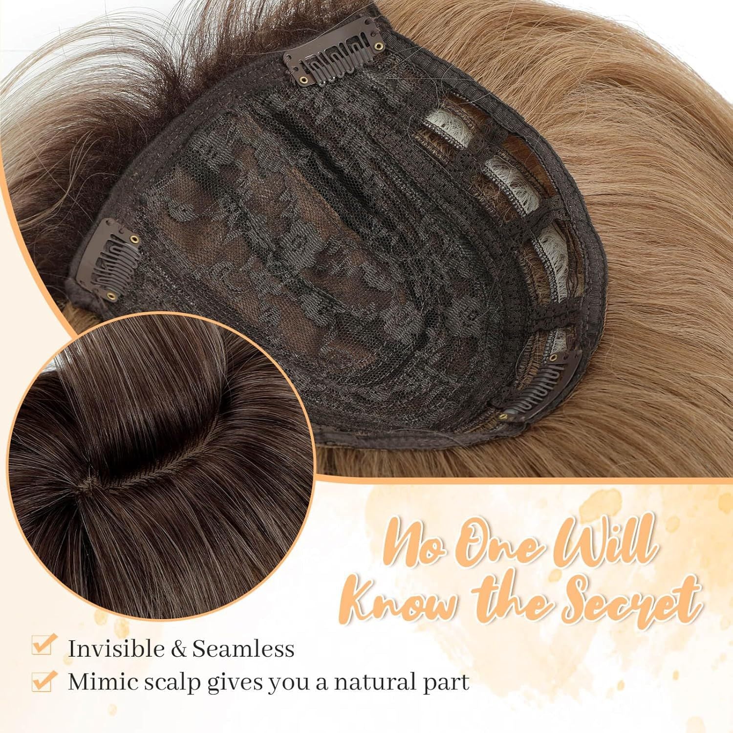 141 Inch European and American Style Synthetic Hair Patch with Bangs to Cover Scalp, Hair Patch water topper