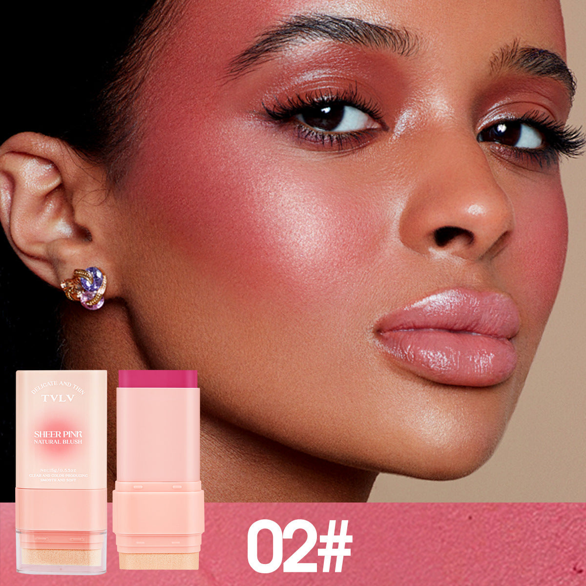 Matte Blush Cream15g Nude Six-Color Waterproof Gradient Blush Cream Version Daily Makeup
