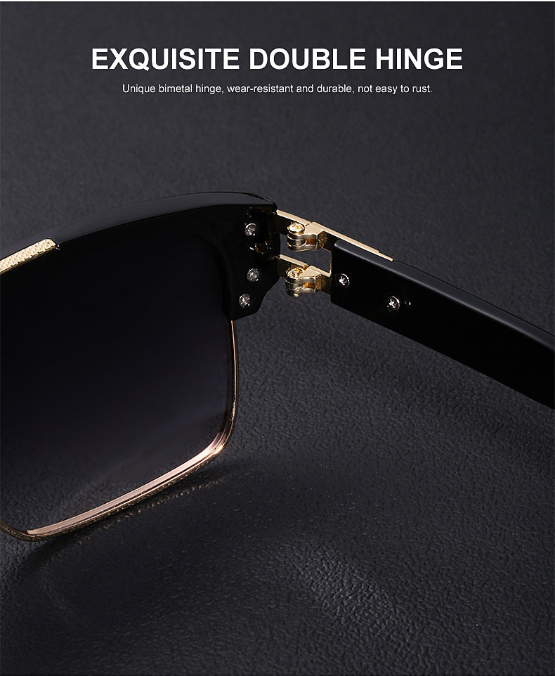 Glasses for Men Driving Special European and American Large Frame Sunglasses Men's High-end Sense Retro Trend Sunscreen Sunshade Full Frame Sunglasses