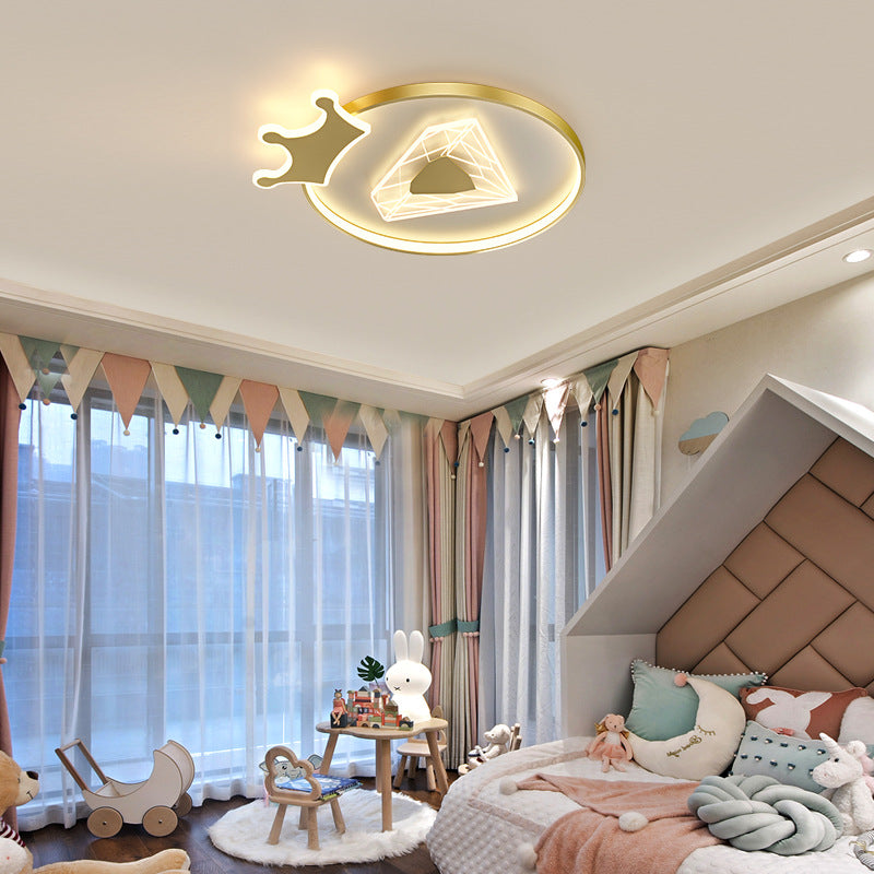 Children's Room Crown Ceiling Lamp led Room Bedroom Lamp Iron Art Boys Girls Energy-saving Eye Protection Cartoon Lamp Wholesale