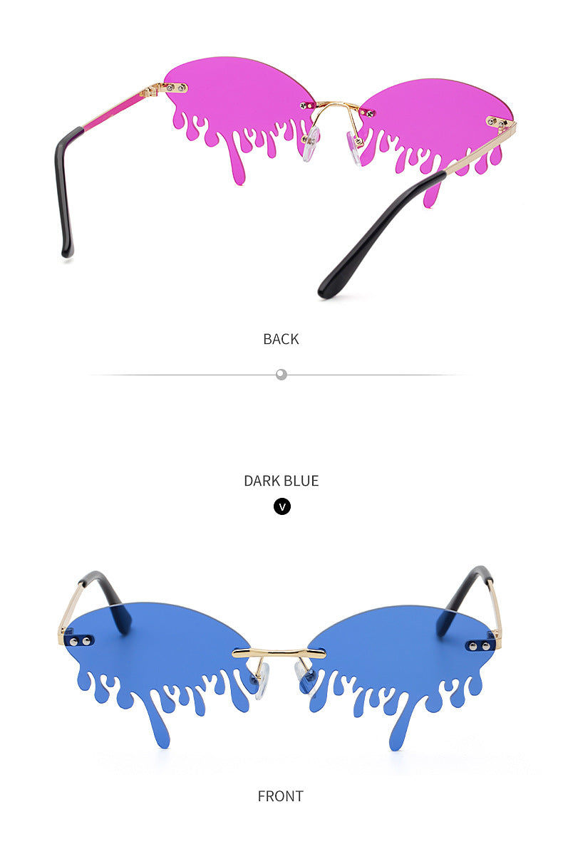 Christmas Costume Personality Tear Sunglasses for Women Metal Frameless Sunglasses Trendy European and American Party Funny Glasses