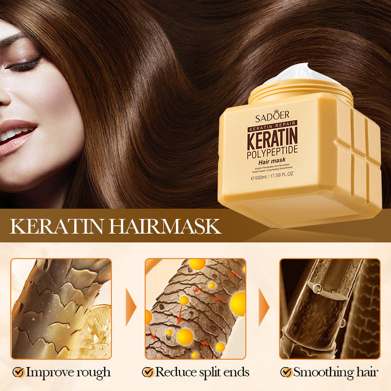 Keratin Peptide Smooth Hair Mask SADOER Smooth and Fluffy Hair Conditioner Cross-Border Wholesale