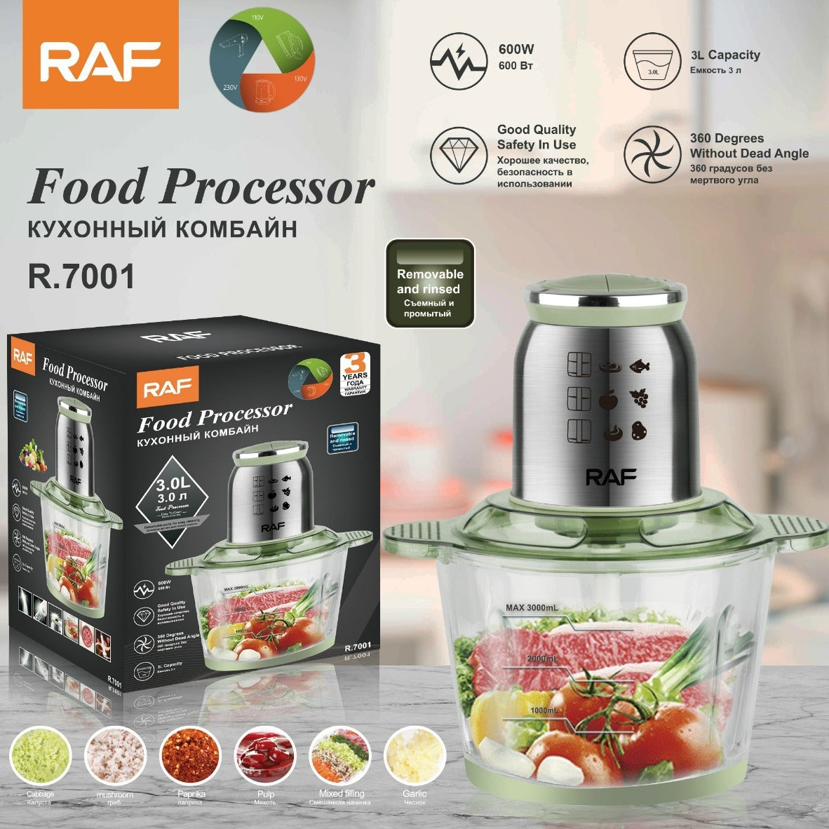 RAF European Standard Meat Grinder Stainless Steel Fully Automatic Electric Meat Mincer Mixer