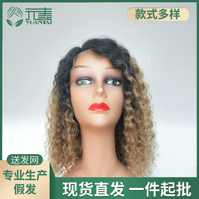 European and American Style Women's Wavy Short Curly Hair Small Curls Explosive Hairpiece Real Human Hair Wig Wholesale Real Human Hair Wig