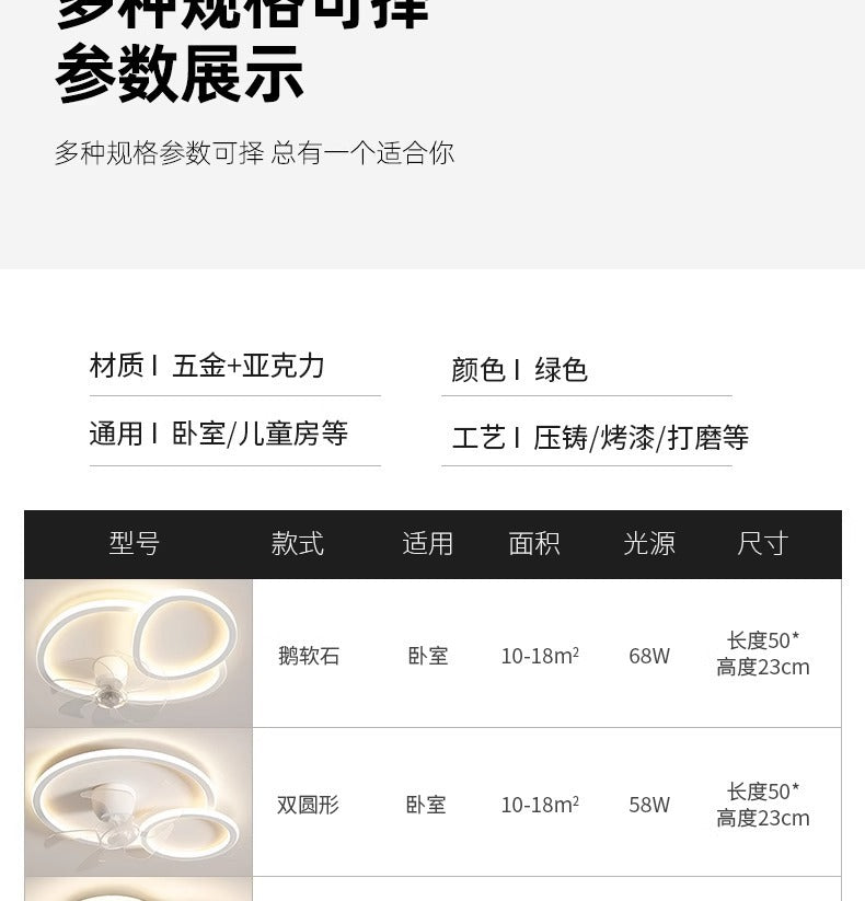 2025New Bedroom Ceiling Fan Light360Degree Rotating Airflow Energy-saving Eye Protection Cream Style Voice Control Lamp