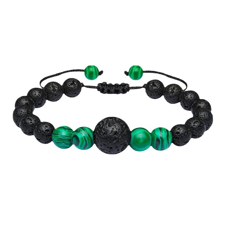 Tiger Eye Stone Couple Braided Bracelet Adjustable Blue Pine Lapis Lazuli Bracelet White Pine Volcanic Stone Handmade Braided Bracelet