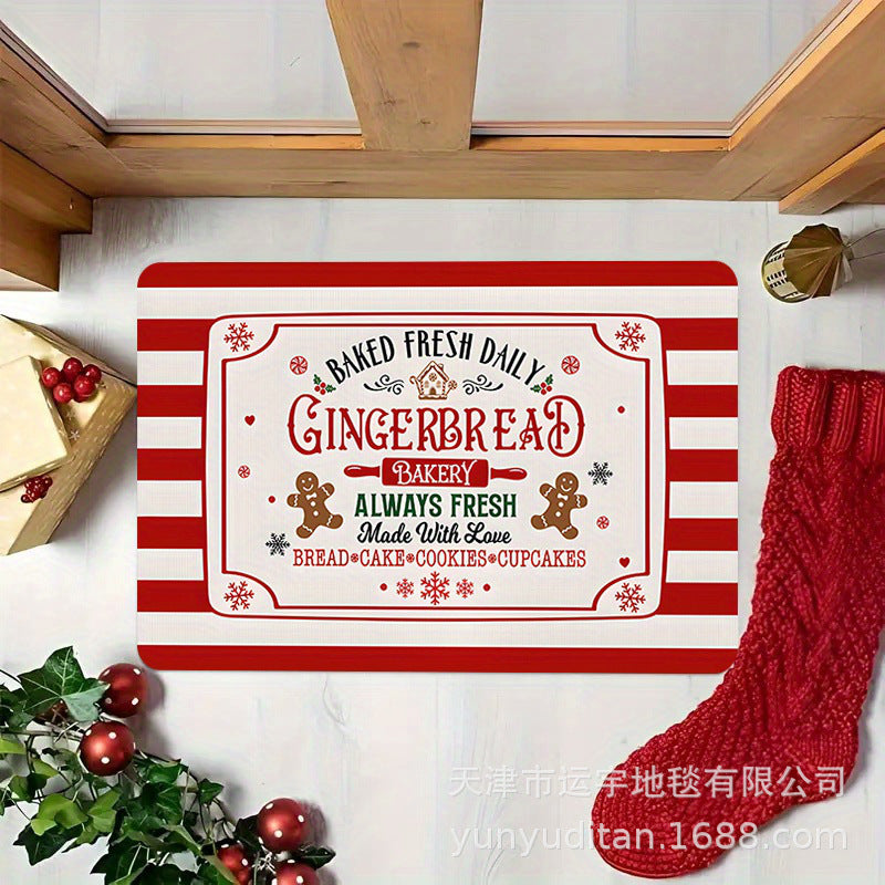 Christmas Flannel Doormat Holiday Decoration Entrance Mat Bathroom Water Absorbent Non-Slip Mat Customizable