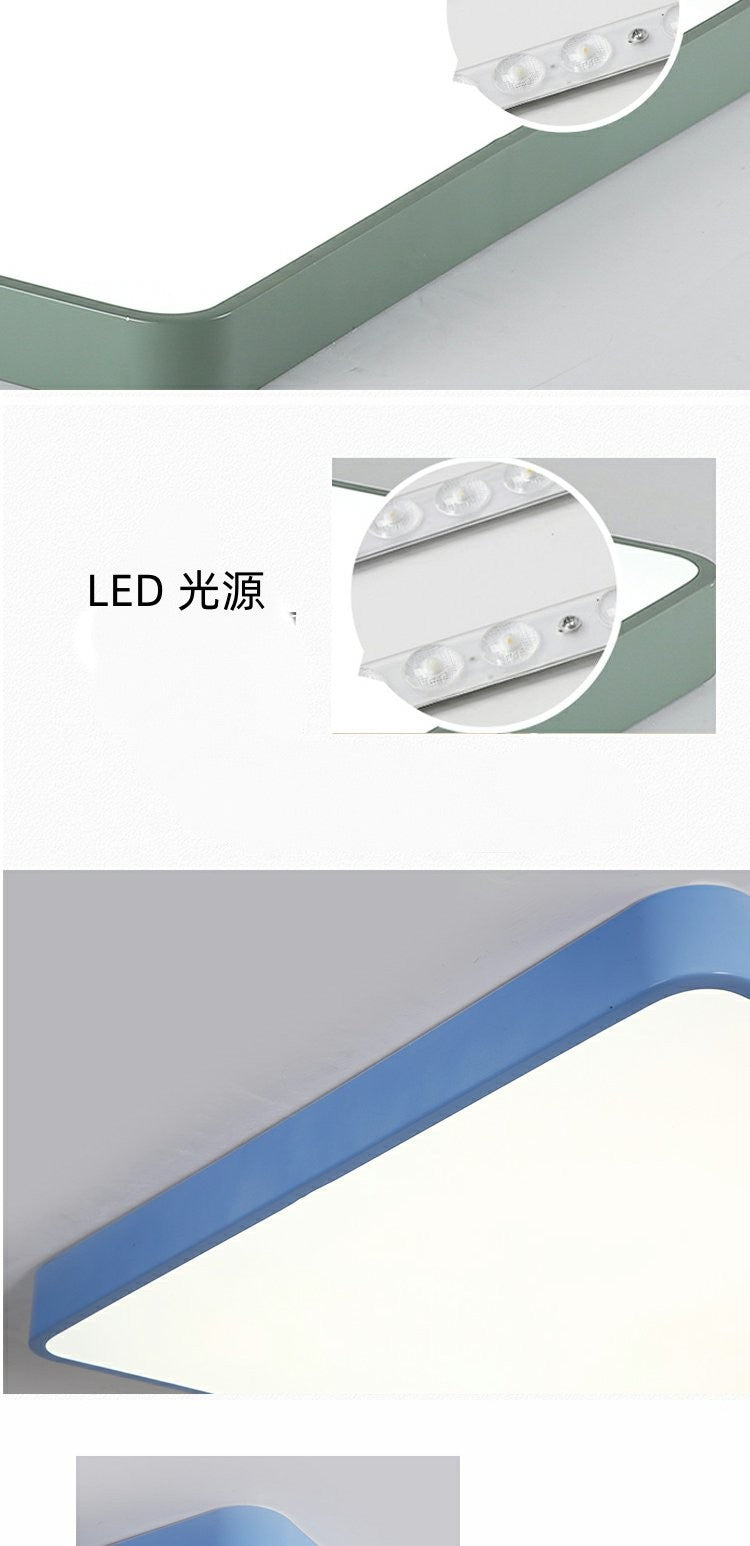Home Living Room Lamp Rectangular Creative Macaron Ceiling Lamp Room Lamp Modern Simple Iron Art led Bedroom light