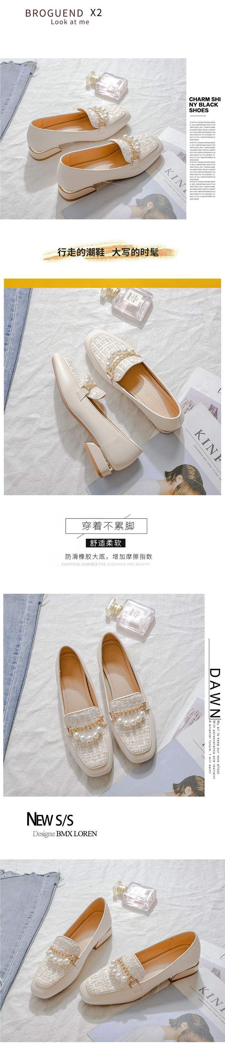 Women's Shoes2025New Slip-On Soft Sole Loafers Versatile Matching Dress Shoes Thick Heel Comfortable Evening Style Mid-Heel Shoes