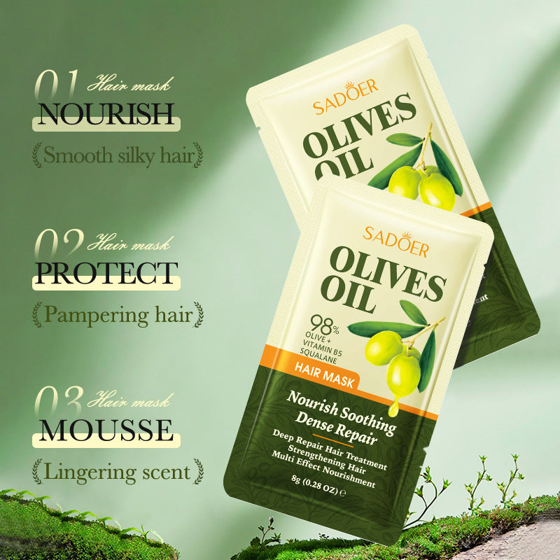 Olive Oil Hair Mask SADOER Repair and Improve Frizz Portable Sheet Hair Mask Cross-Border Wholesale