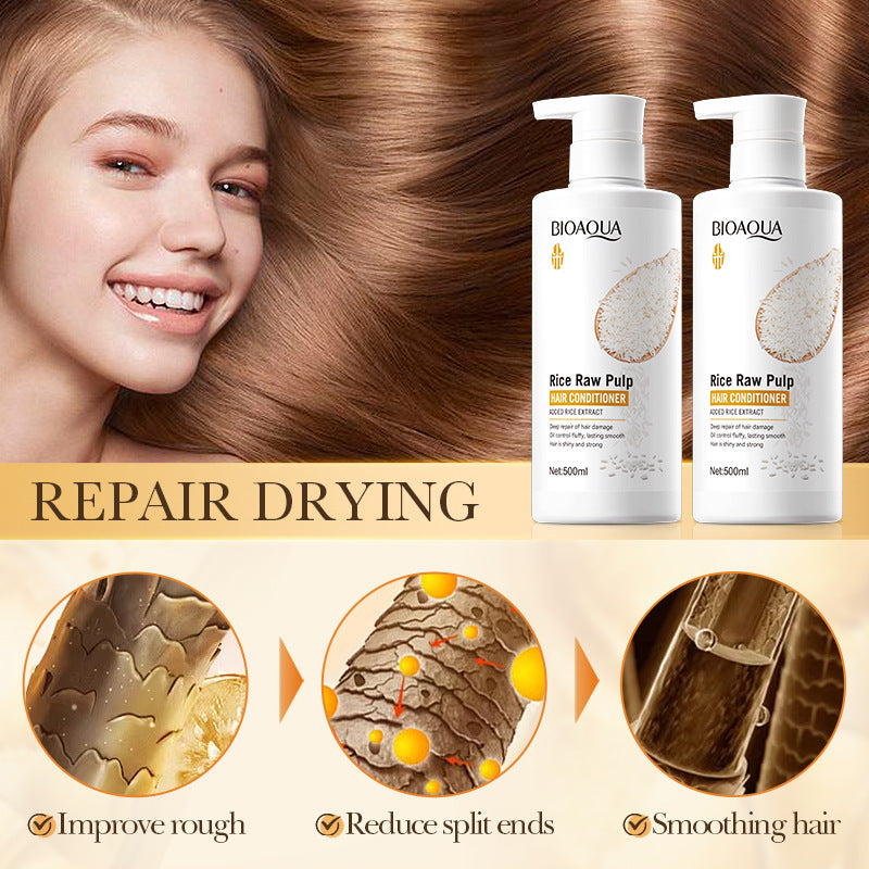Rice Puree Hair Conditioner500mlBIOAOUA Repair Smooth Improve Frizz Cross-Border Wholesale