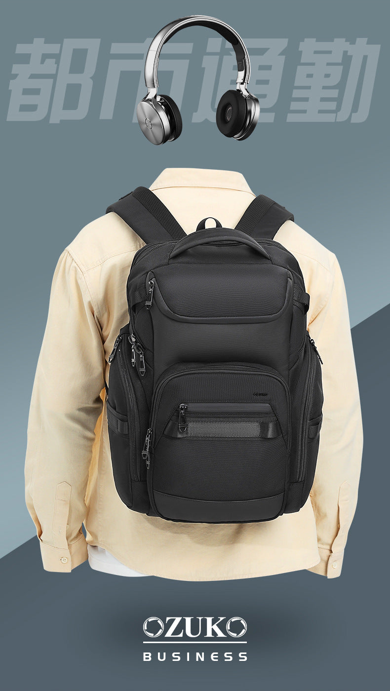 OZUKO Business Backpack Men's Computer Backpack Waterproof Large Capacity Commuting Simple High-end School Bag