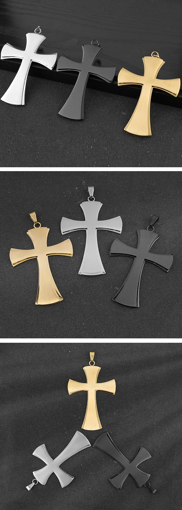 Titanium Steel Cross Pendant Personality Punk Necklace Retro Trendy Men Stainless Steel Cross Pendant Factory Wholesale