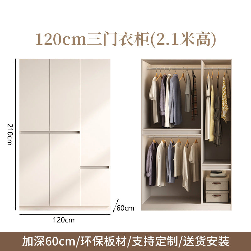ENF Grade Solid Wood Wardrobe for Home Bedroom, No-Assembly Storage Cabinet, Cream Style Oak Segmented Custom Wardrobe