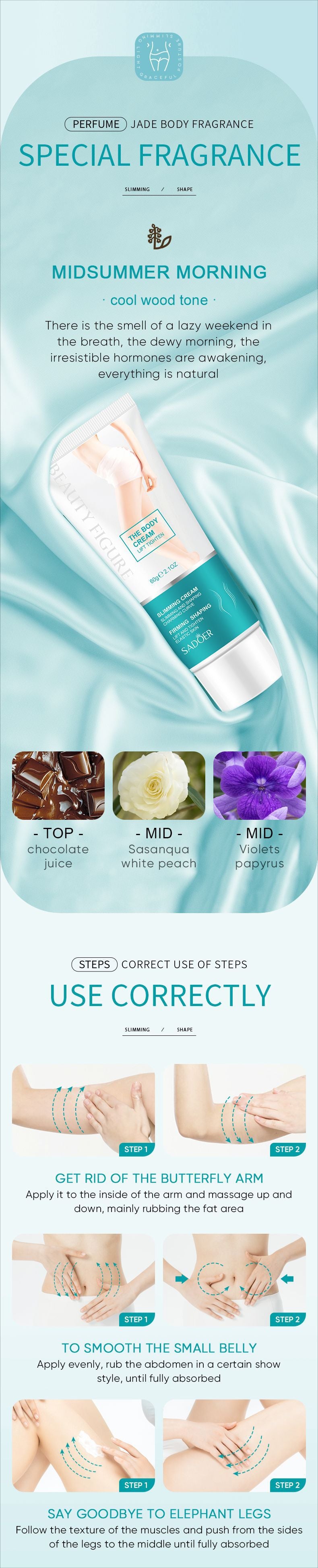 Slimming and Shaping Cream SADOER Body Massage Cream Shaping Fat Burning Firming Lightweight Cross-Border Wholesale