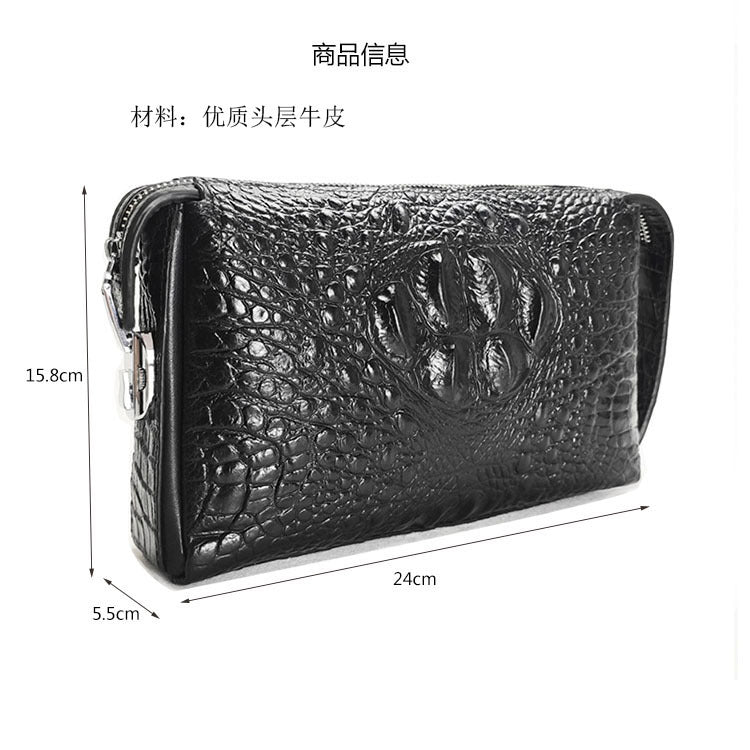Wholesale New Men's Clutch Genuine Leather Men's Crocodile Pattern Clutch Men's Simple Anti-theft