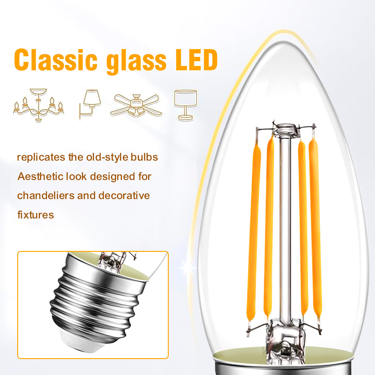 B11Glass Bubble LED Incandescent Bulb E26Edison Retro Light Bulb Replacement2W4W6W Incandescent Bulb