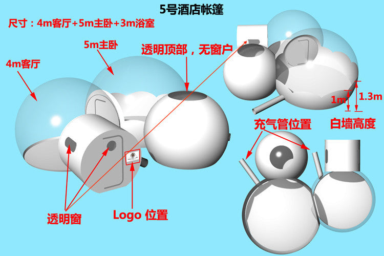 Inflatable Bubble House Outdoor Scenic Spot Check-in Festival Decoration Tent Manufacturer Sunshade Starry Sky Room Bubble House