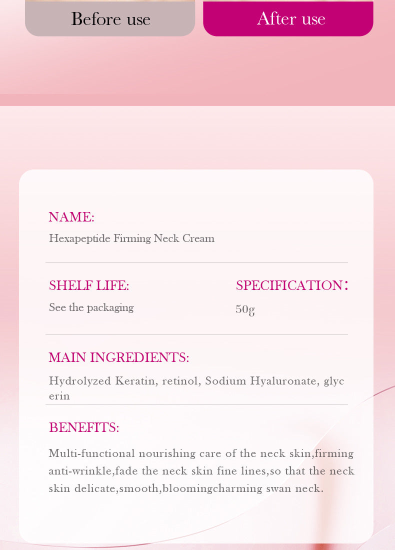 Six Peptide Neck Cream50g SADOER Tightening, Hydrating, Skin Rejuvenation, Fine Line Tightening, Cross-Border Wholesale