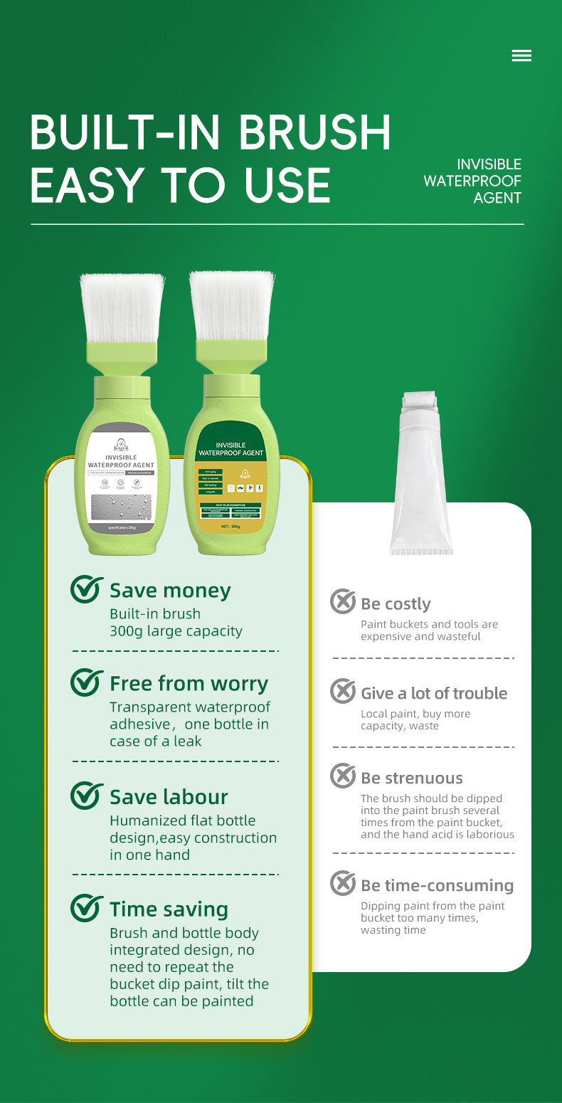 Waterproof Material Transparent Waterproof Glue Bathroom Waterproof Coating No-Brick Smashing Glue Acrylic Invisible Waterproof Agent