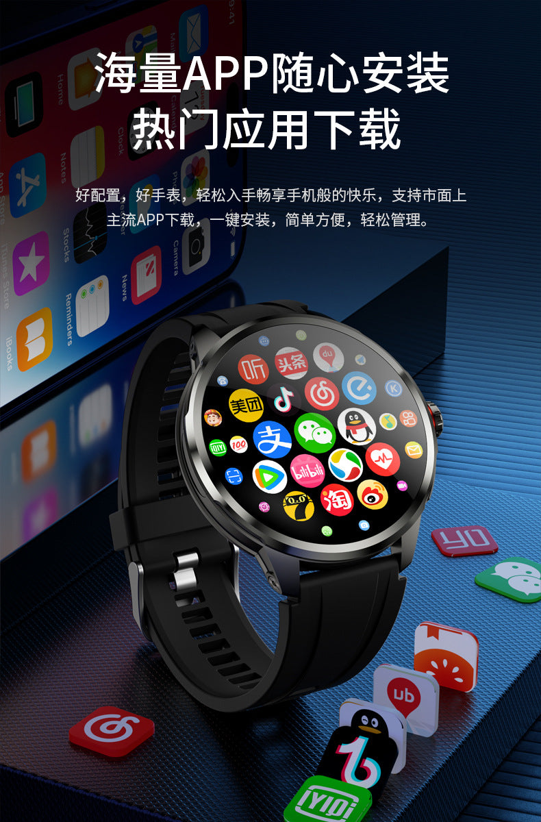 H99Round Screen Card Slot Phone Watch 1.951-inch rotating camera for taking photos with heart rate and blood pressure dual system NFC