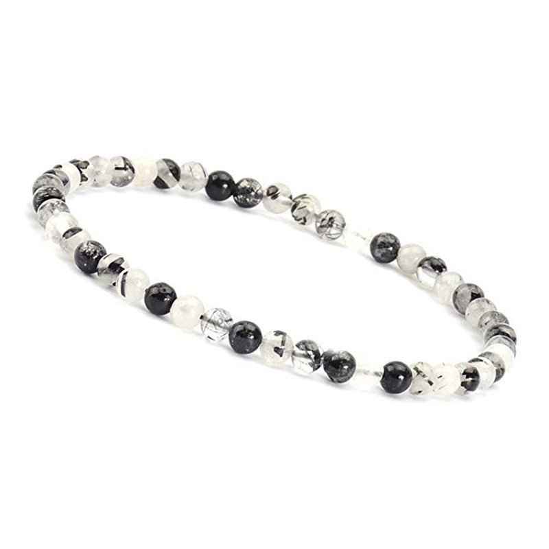 4mm Tiger Eye Stone Bracelet Small Natural Stone Striped Agate White Pine Beaded Moonstone Women's Bracelet