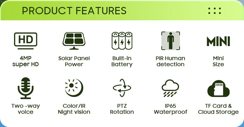 4G Solar HD400Megapixel outdoor courtyard surveillance camera with infrared night vision PIR Detection