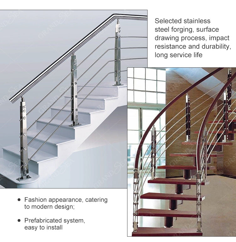 Used Modern Villa Residential Wrought Iron Stair Railing with 12mm Tempered Glass and Long Service Life