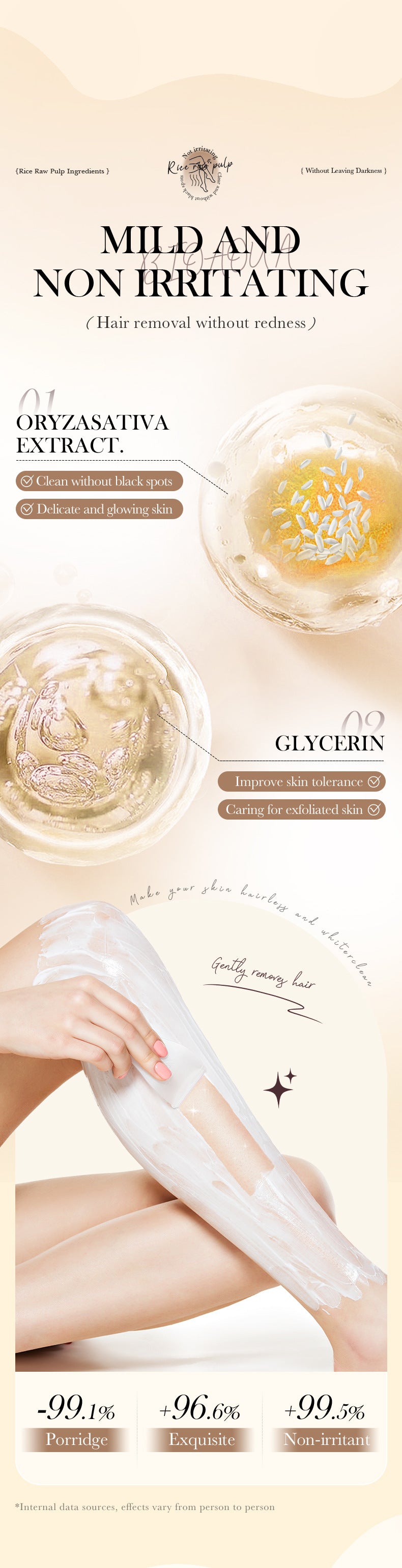 Rice Puree Whitening Hair Removal Cream BIOAOUA Smooth Armpit Hair Removal Leg Hair Removal Cream Cross-Border Wholesale