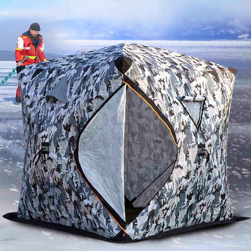 Cold-Proof Multi-Person Snow Fishing House Easy-to-Carry Sauna Winter Fishing Tent Outdoor Winter Fishing Cotton Fabric Warm Ice Fishing Tent