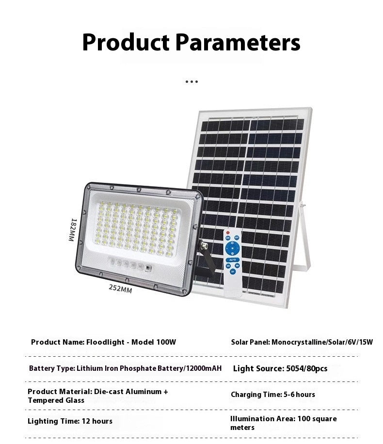 Solar Lamp Outdoor Ultra Bright Household Split Floodlight Die-cast Aluminum 300W 400W 500W 600W 700W 800W