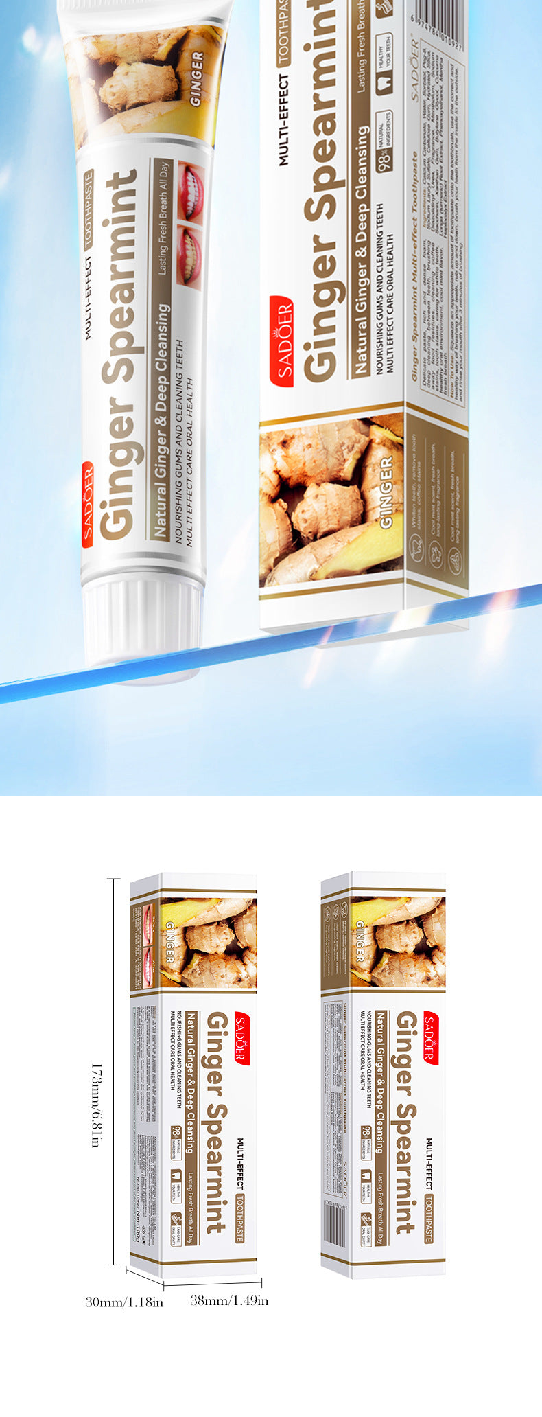 Full English Mint Toothpaste100gSADOER Propolis Sea Salt Ginger Cleans Tartar Strengthens Teeth  Wholesale