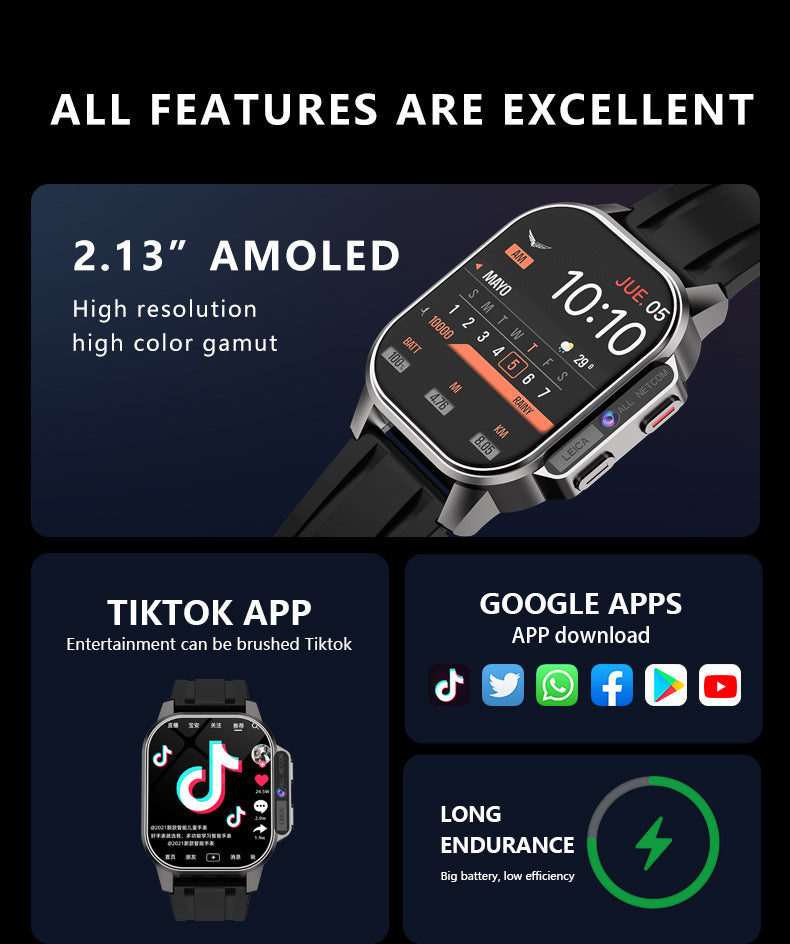 B22Smart Watch5G Plug-in Card Full Netcom Google Store APP Download Three-Proof Sports Camera Video Call