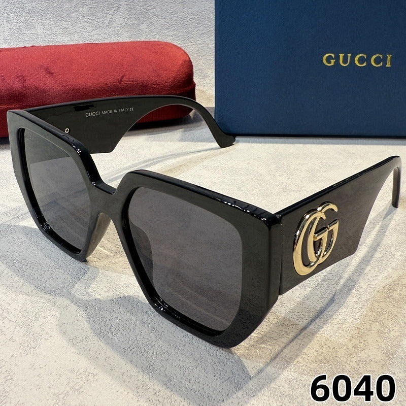 G Home Sunglasses European and American Style ins Xiaohongshu Celebrity Style Sunglasses Square Frame Color Block Legs Unisex GG6040