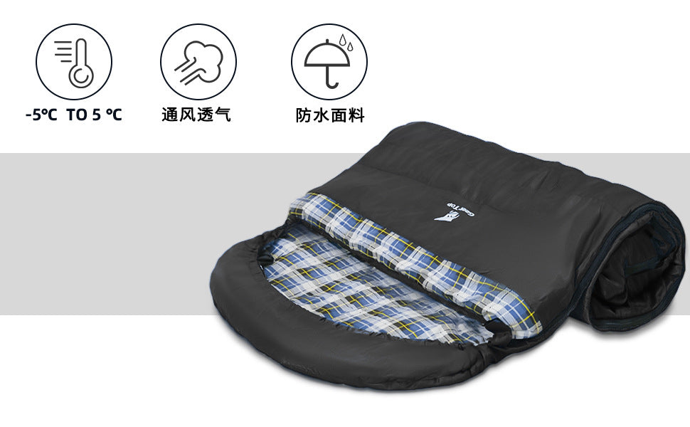 Winter Sleeping Bag Thickened and Widened Warm Quilt Envelope Style Outdoor Camping Adult Sleeping Bag2kg