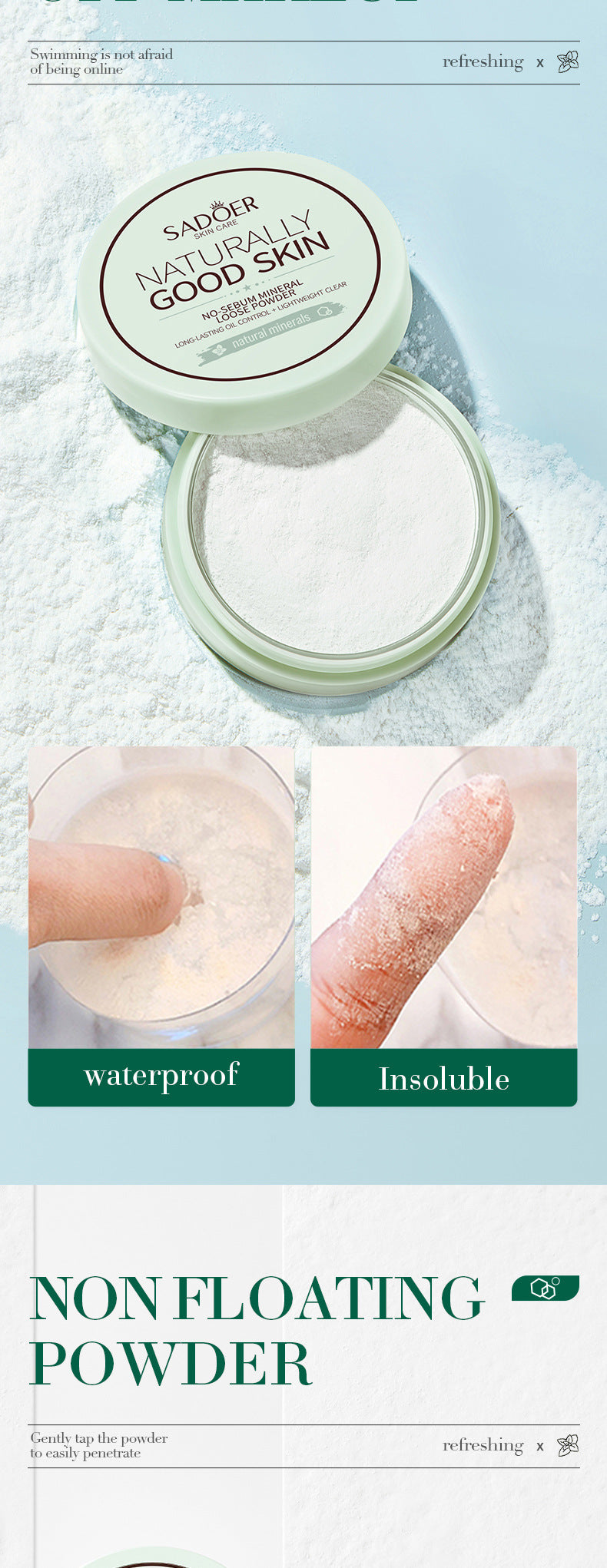 Full English Makeup SADOER Mineral Loose Powder Refreshing Lightweight Setting Concealer Powder  Wholesale