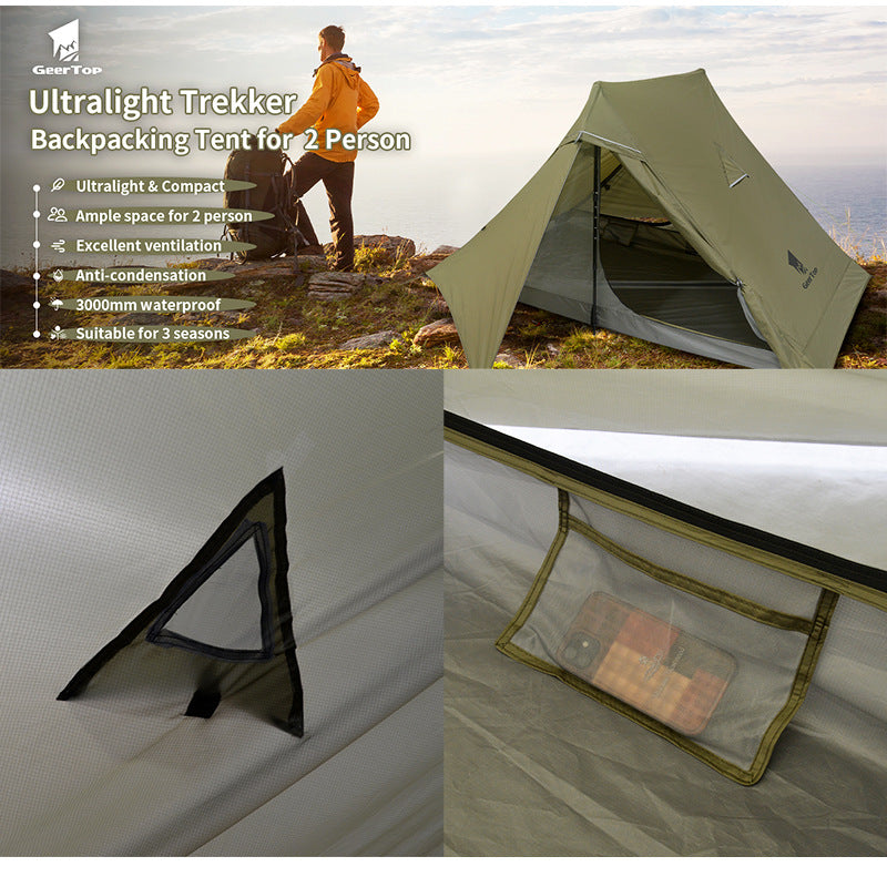 Jituo Lightweight Tent Outdoor Portable Hiking Mountaineering Tent Rainproof Non-Stuffy Ultra-Light Camping Tent for Two Persons