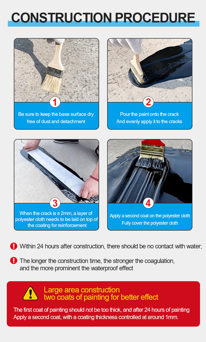 Waterproof Polyurethane Coating Roof Window Sill Liquid Membrane Flat House Crack Leak Sealant Anti-Seepage