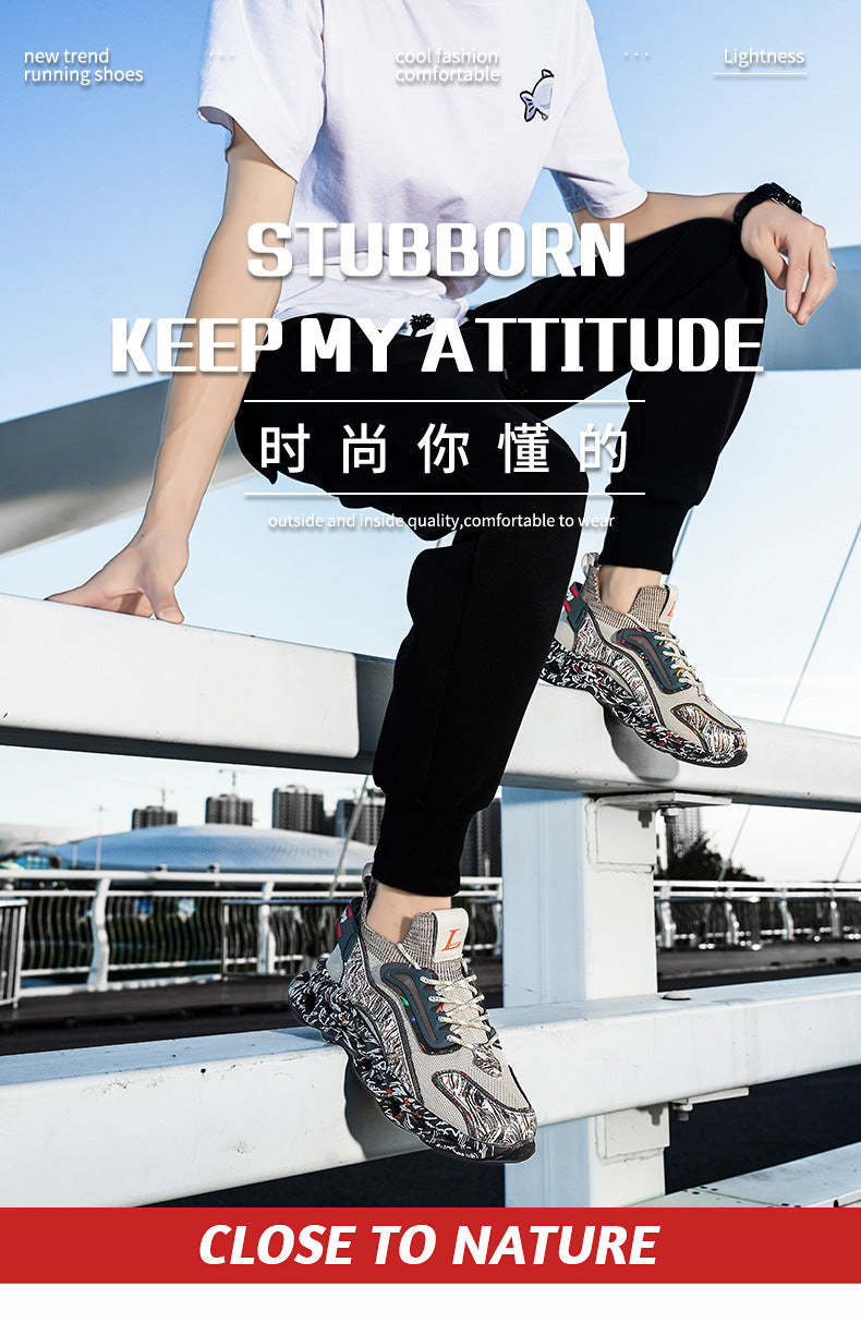 2025Foreign Trade Large Size Breathable Mesh National Trend Casual Sports Shoes with Ultra-light Sole and Height-increasing Fashion Dad Shoes