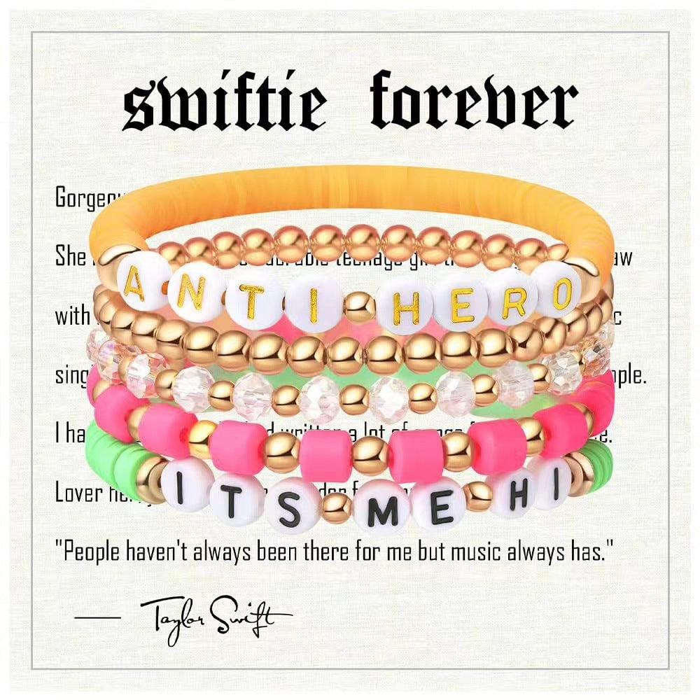 Taylor Music Jewelry Bracelet for Women Versatile High-End Bohemian Accessories SWIFTIE Alphabet Soft Clay Bracelet