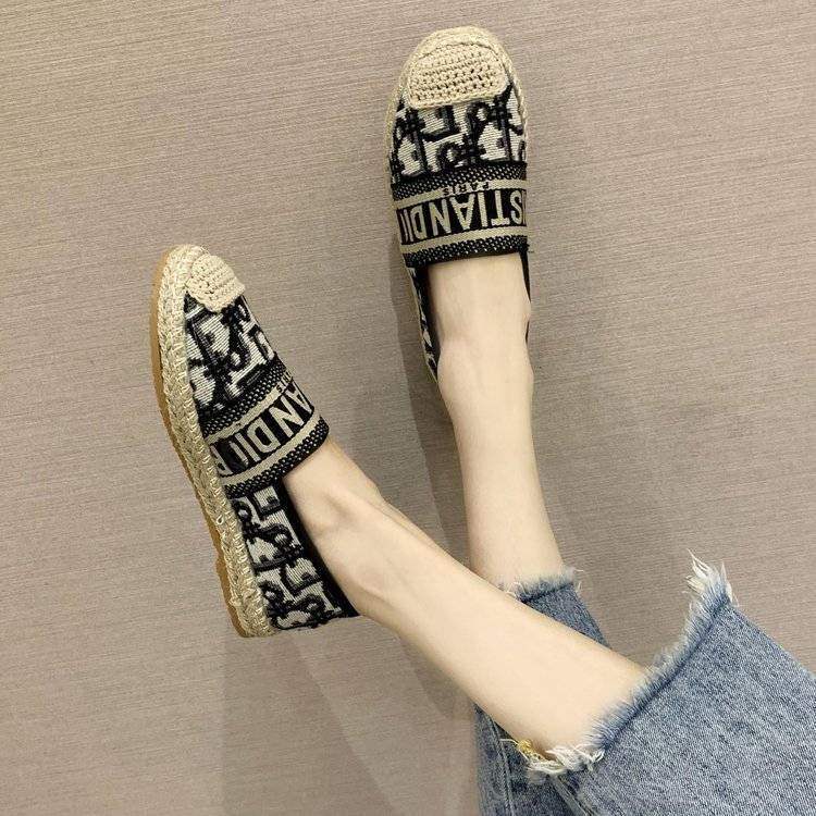 Embroidered Fisherman Shoes Women's Flat Shoes2025New Summer Casual Woven Loafers Slip-On Lazy Shoes