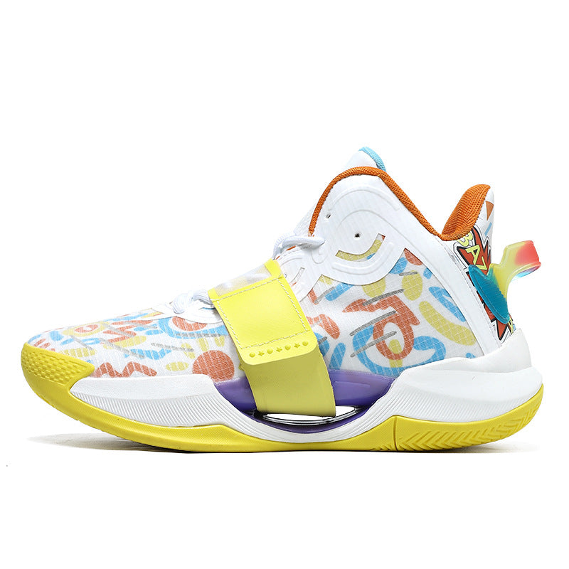 Autumn and Winter New Water Flower4Trendy Casual Basketball Shoes for Teenagers with Velcro Friction Sound and Non-Slip Sports Shoes