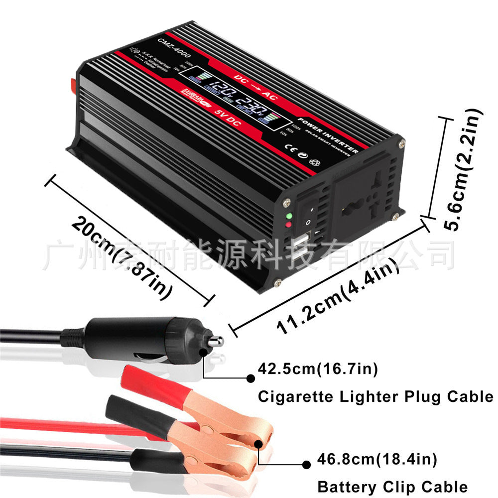 300W Vehicle Inverter12V Turn110V220V Double USB Smart screen car power inverter