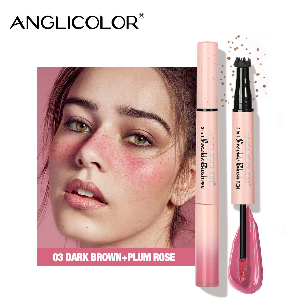 Dual-Head Freckle Pen Blush Liquid Two-in-One Natural Spot Enhancer Waterproof Long-Lasting Mole Spot Pen